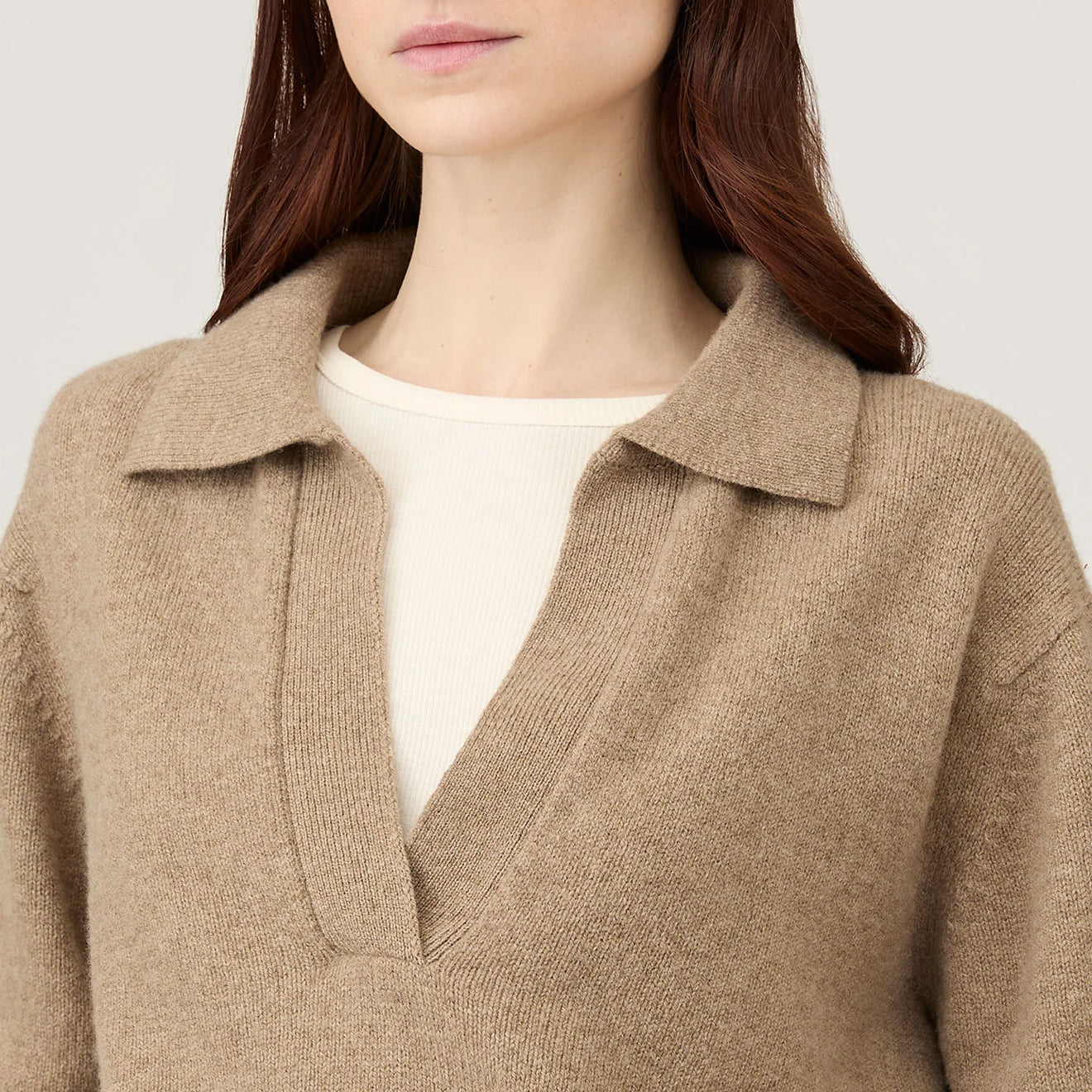 Sunspel Womens Lambswool Polo Mink - The Sporting Lodge