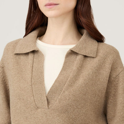 Sunspel Womens Lambswool Polo Mink - The Sporting Lodge