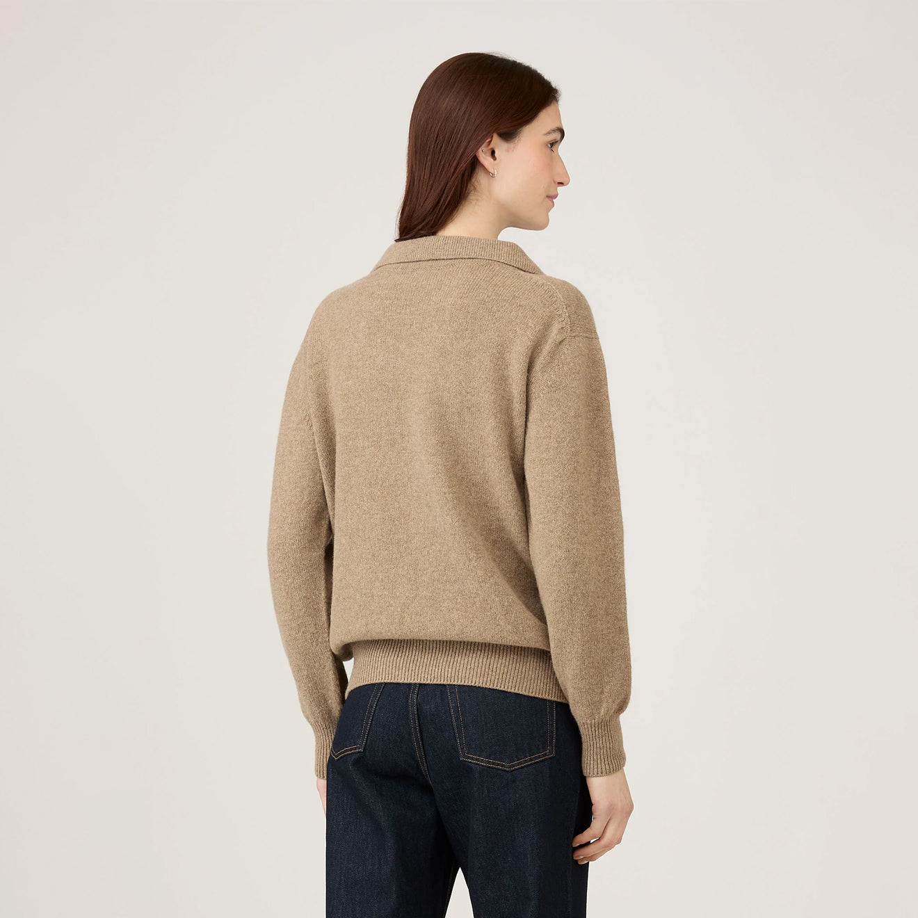 Sunspel Womens Lambswool Polo Mink - The Sporting Lodge