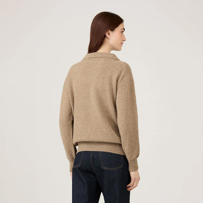 Sunspel Womens Lambswool Polo Mink - The Sporting Lodge