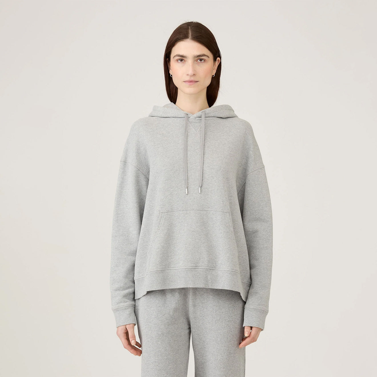 Sunspel Womens Loopback Hoody Grey Melange - The Sporting Lodge