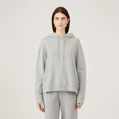 Sunspel Womens Loopback Hoody Grey Melange - The Sporting Lodge