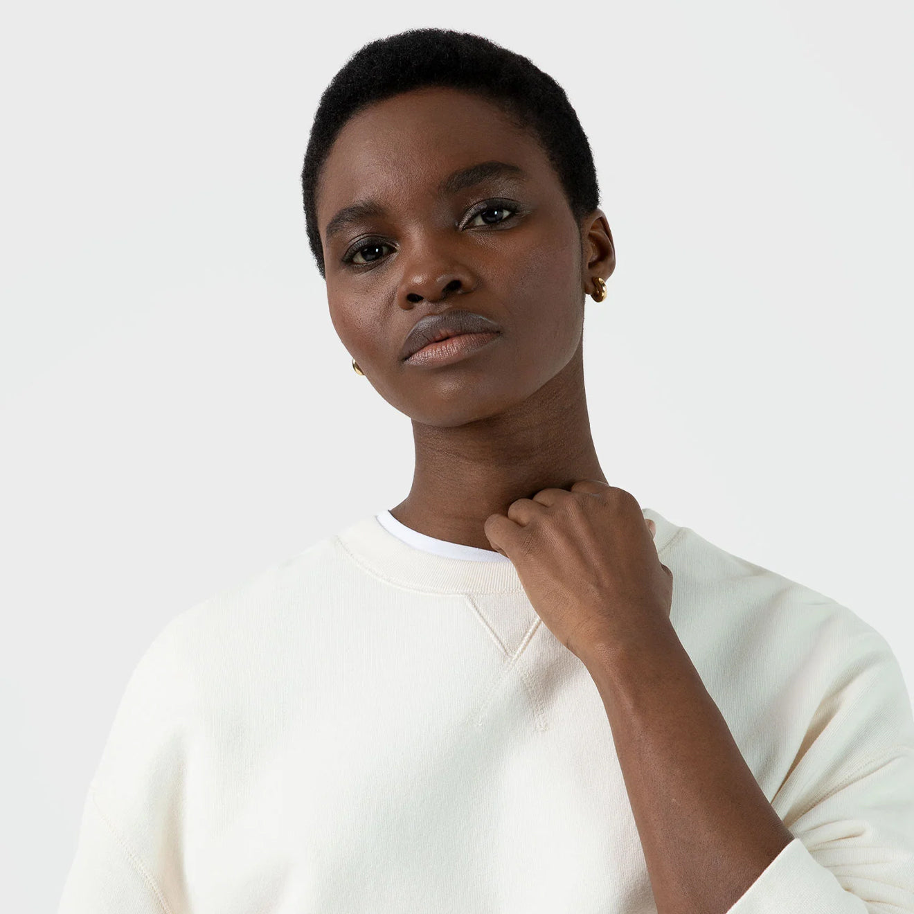 Sunspel Womens Loopback Sweatshirt Archive White - The Sporting Lodge