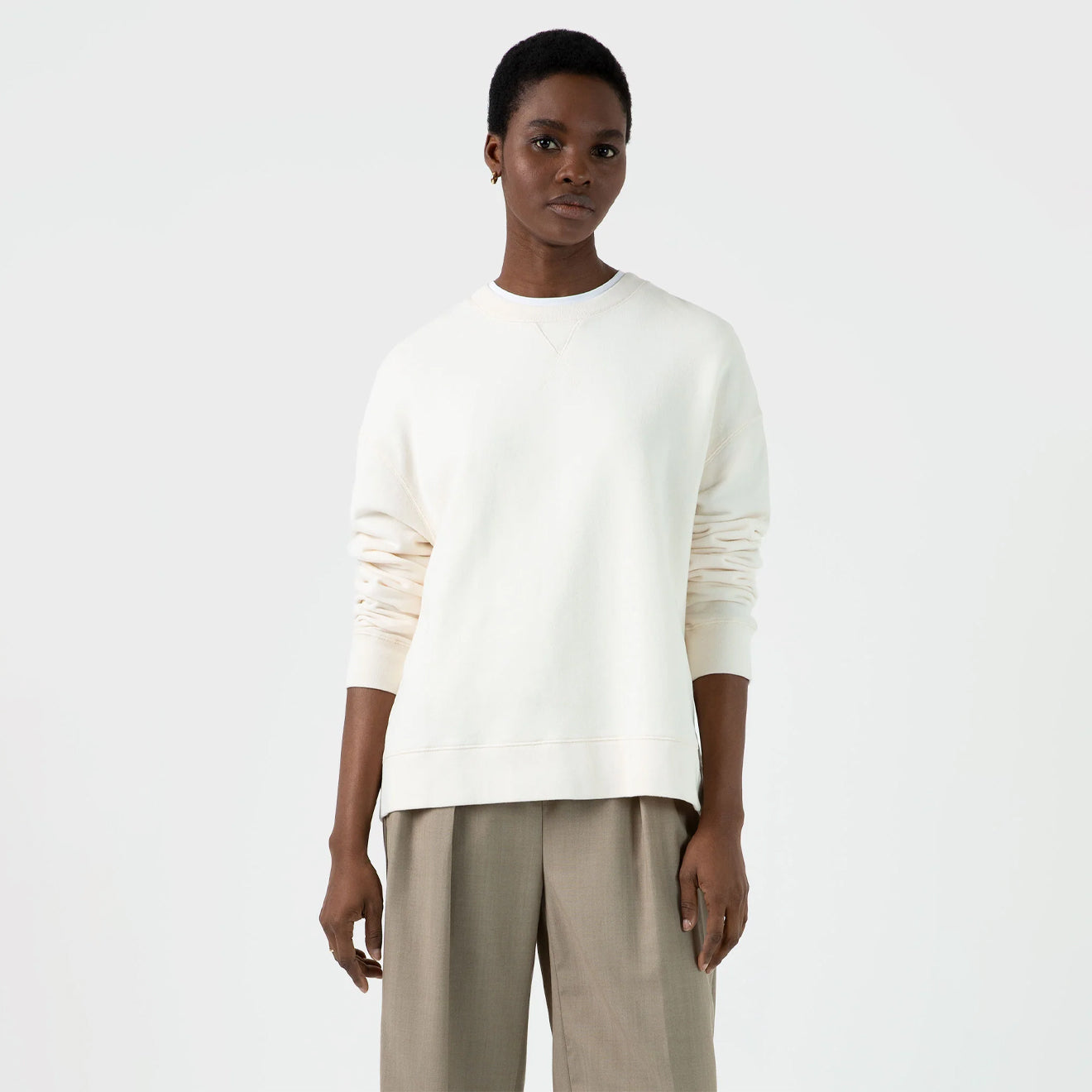 Sunspel Womens Loopback Sweatshirt Archive White - The Sporting Lodge