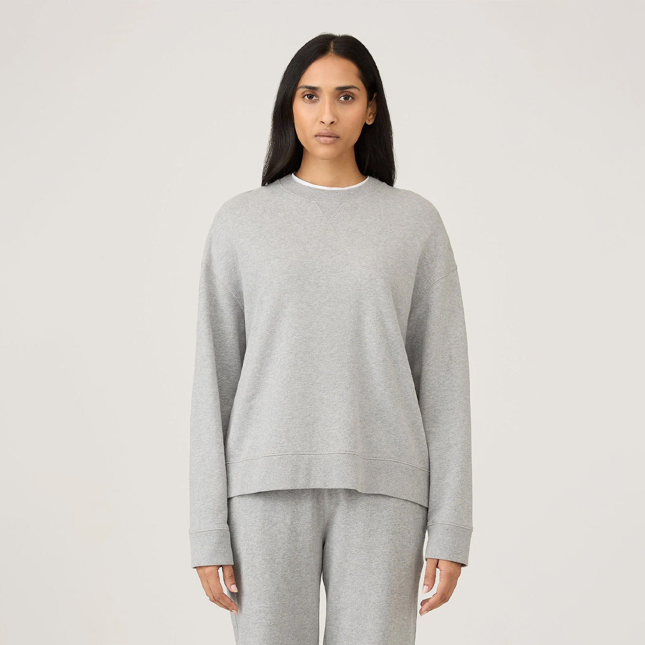 Sunspel Womens Loopback Sweatshirt Grey Melange - The Sporting Lodge