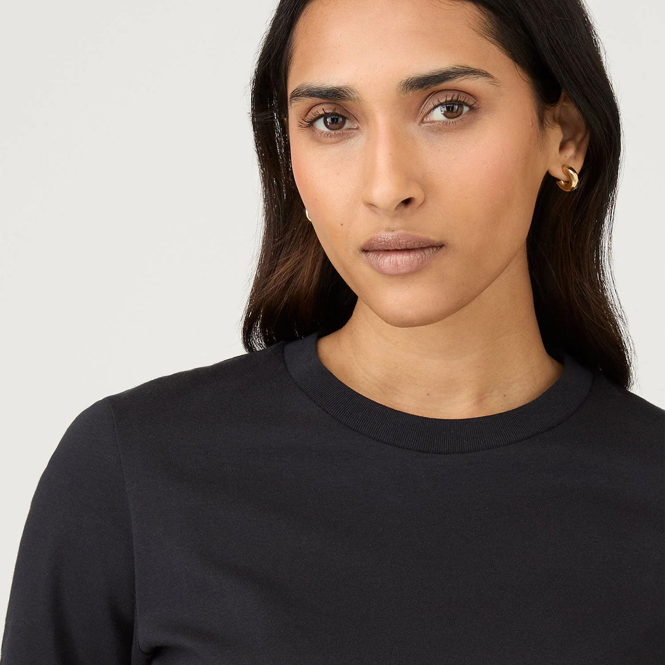 Sunspel Womens Mid Sleeve T-Shirt Black - The Sporting Lodge