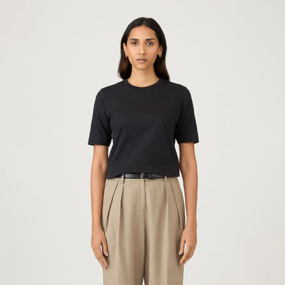 Sunspel Womens Mid Sleeve T-Shirt Black - The Sporting Lodge