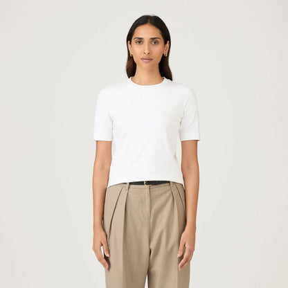 Sunspel Womens Mid Sleeve T-Shirt White - The Sporting Lodge