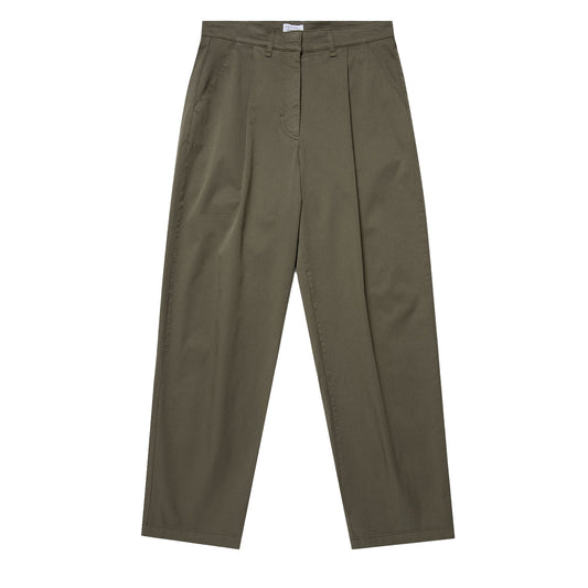 Sunspel Womens Pleated Chino Pale Khaki - The Sporting Lodge