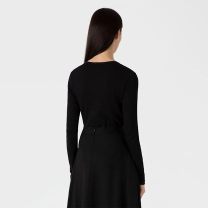 Sunspel Womens Rib Henley Black - The Sporting Lodge