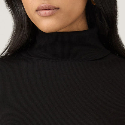 Sunspel Womens Rib L/S Roll Neck Black - The Sporting Lodge