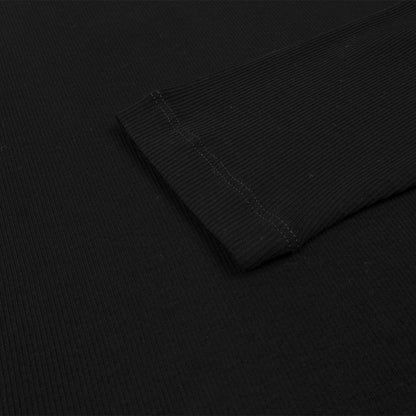 Sunspel Womens Rib L/S Roll Neck Black - The Sporting Lodge