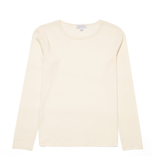 Sunspel Womens Rib L/S T-Shirt Ecru - The Sporting Lodge