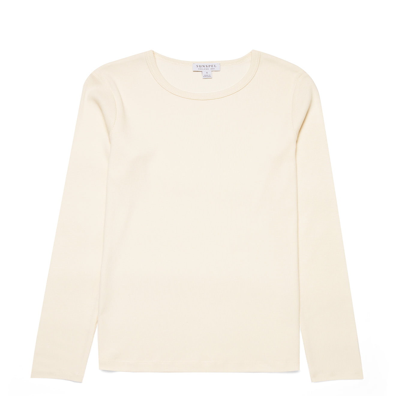 Sunspel Womens Rib L/S T-Shirt Ecru