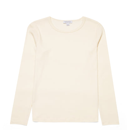 Sunspel Womens Rib L/S T-Shirt Ecru