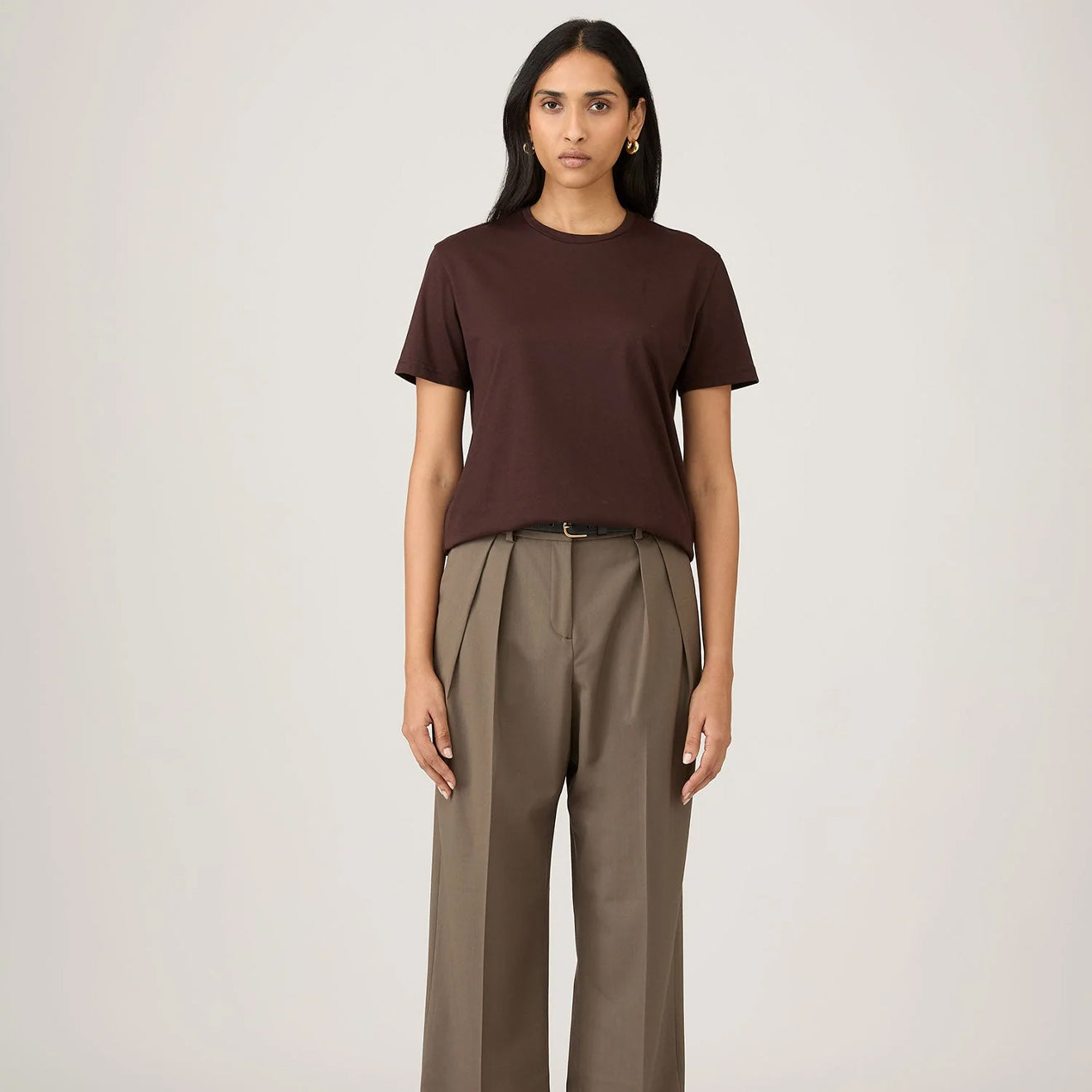 Sunspel Womens S/S Boy Fit T-Shirt Truffle