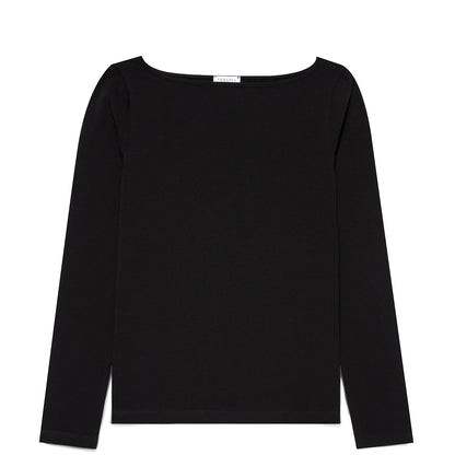 Sunspel Womens Slash Neck L/S Top Black