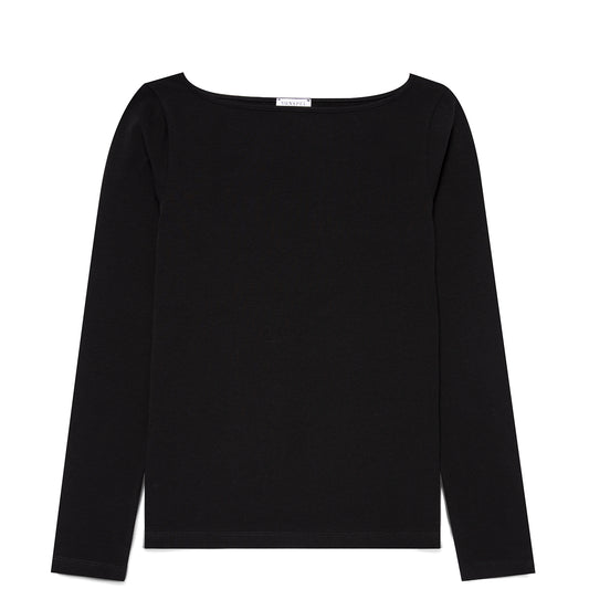 Sunspel Womens Slash Neck L/S Top Black