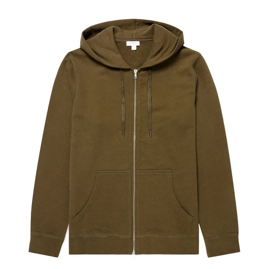 Sunspel Zip Hoody Loden Green