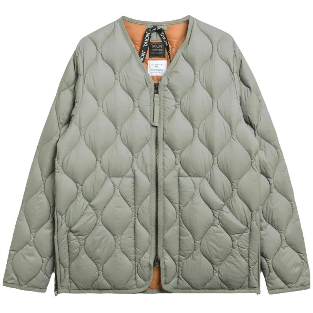 Taion Womens Military V Neck W-Zip Down Jacket Dark Sage Green - The Sporting Lodge
