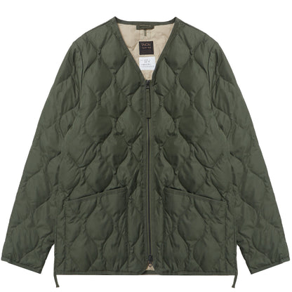 Taion Military Zip V Neck Down Jacket Olive-2