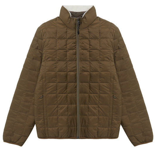 Taion Womens Down Boa Reversible Jacket Olive / Ivory