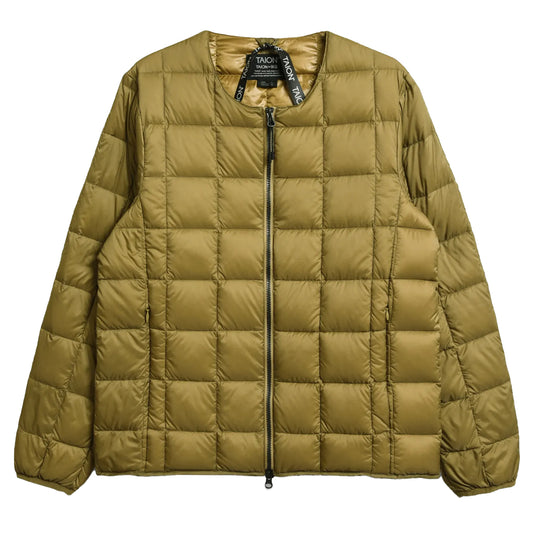 Taion Crew Neck W-Zip Down Jacket Beige - The Sporting Lodge