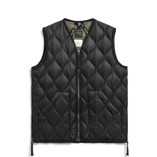 Taion Military V Neck W-Zip Down Vest Black