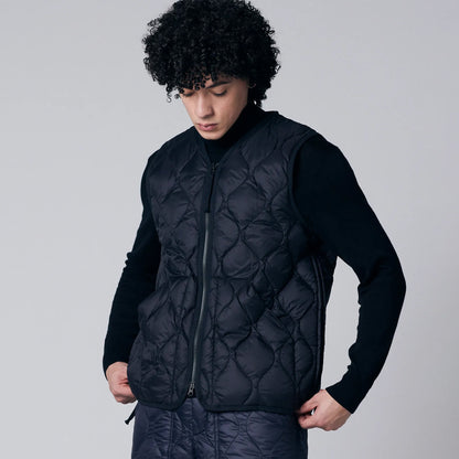 Taion Military V Neck W-Zip Down Vest Black