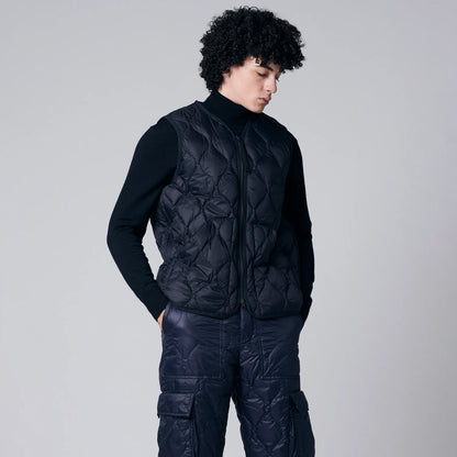 Taion Military V Neck W-Zip Down Vest Black