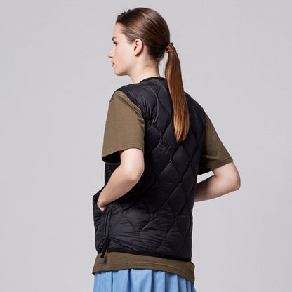 Taion Military V Neck W-Zip Down Vest Black
