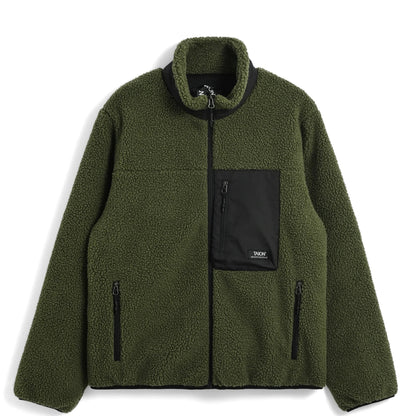 Taion Mountain Boa Fleece High-Neck Jacket Dark Olive