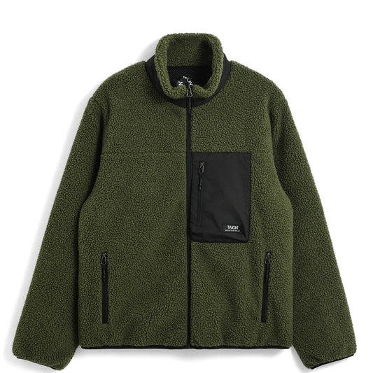Taion Mountain Boa Fleece High-Neck Jacket Dark Olive