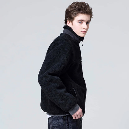 Taion Mountain Boa Fleece High-Neck Jacket Dark Olive