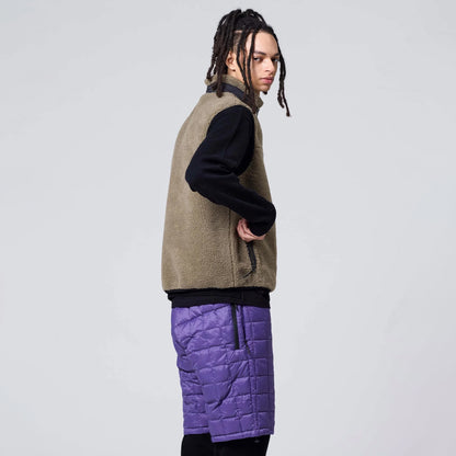 Taion Mountain W-Zip Boa Hi Neck Vest Dark Beige / Black
