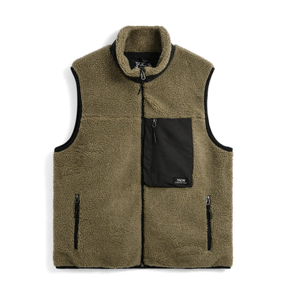 Taion Mountain W-Zip Boa Hi Neck Vest Dark Beige / Black
