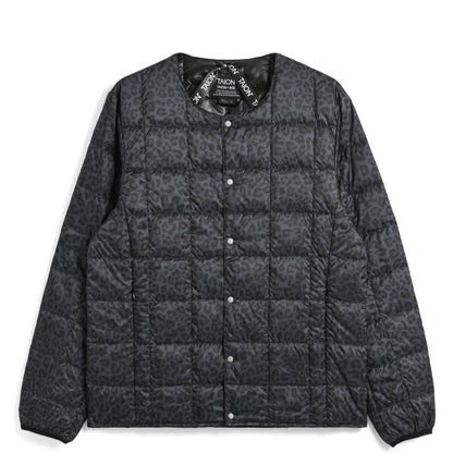 Taion Womens Crewneck Button Down Jacket Black Leopard