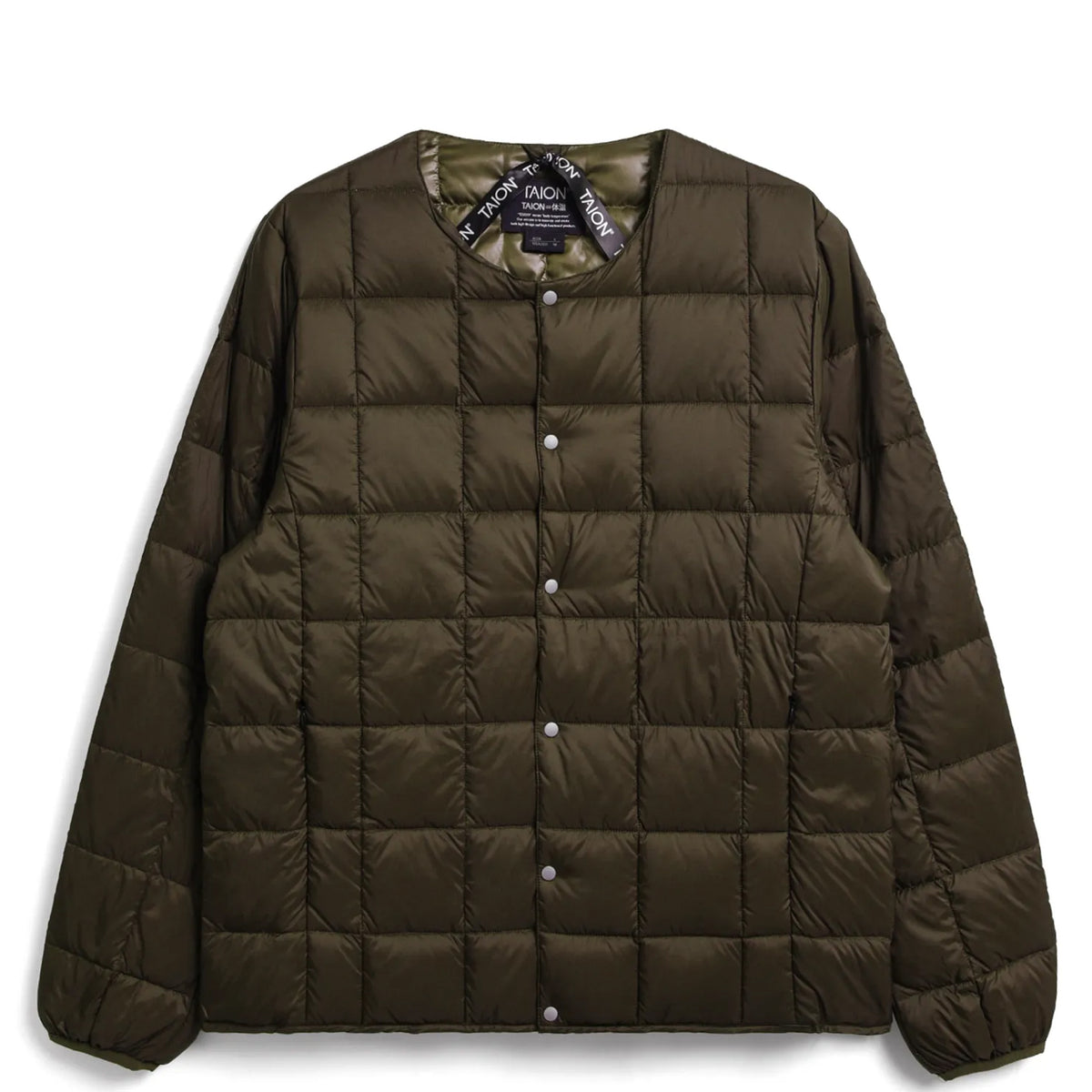 Taion Womens Crewneck Button Down Jacket Dark Chocolate