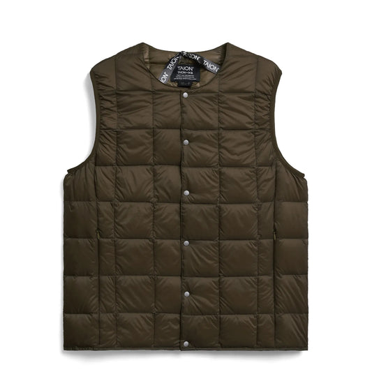 Taion Womens Crewneck Button Down Vest Dark Chocolate