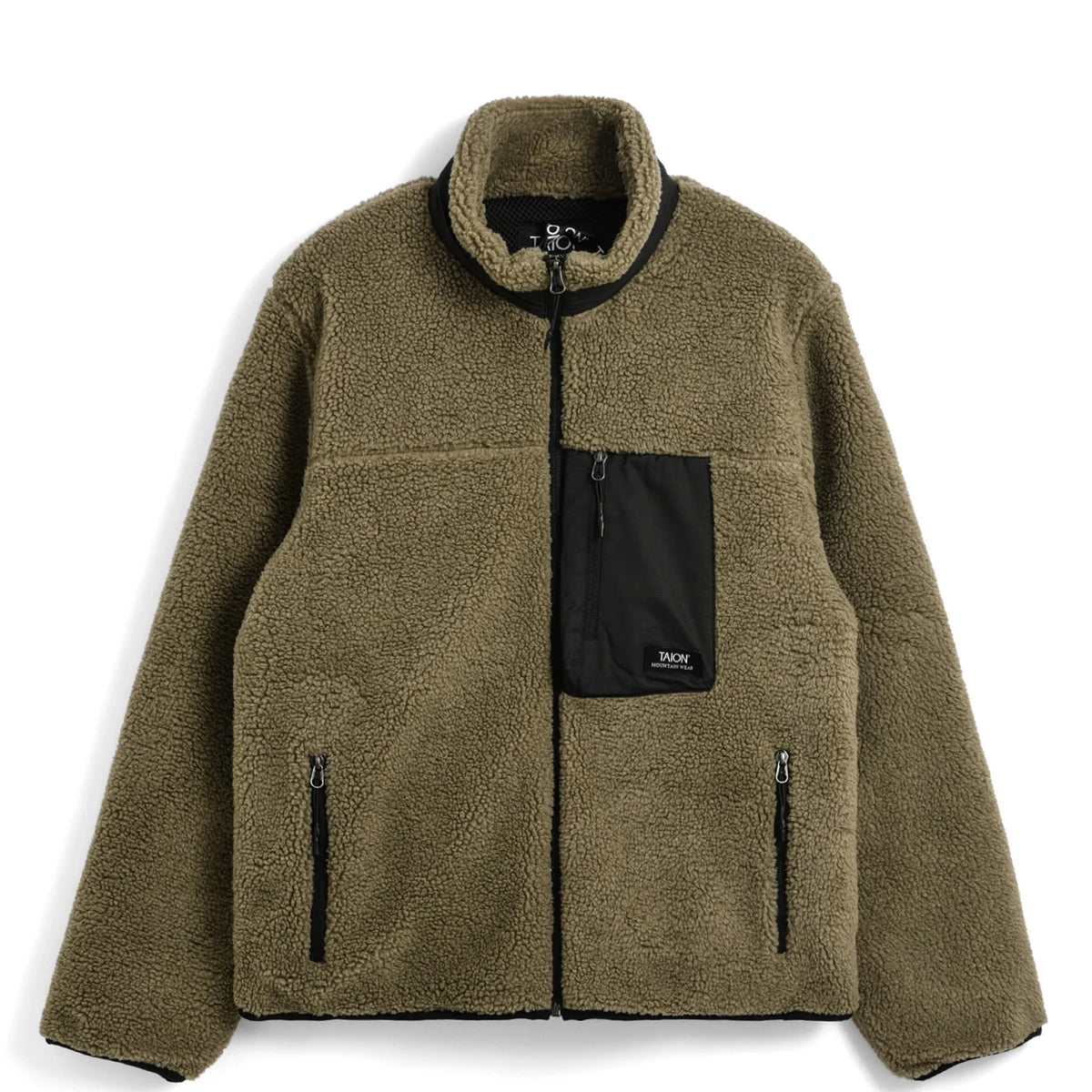Taion Womens Mountain Boa Fleece High-Neck Jacket Beige