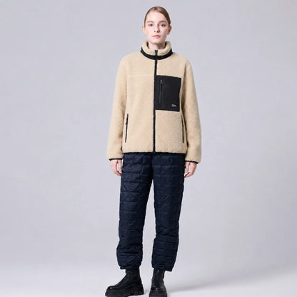 Taion Womens Mountain Boa Fleece High-Neck Jacket Beige