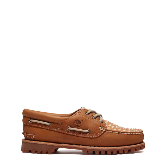 Timberland Womens Authentic 3-Eye Boat Shoe Mid Brown Full Grain Natural