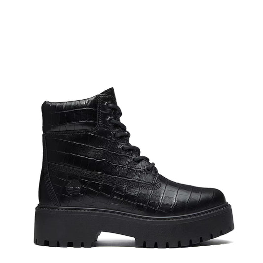 Timberland Womens Stone Street Platform 6-Inch Boot Black Full Grain