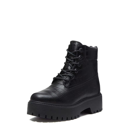 Timberland Womens Stone Street Platform 6-Inch Boot Black Full Grain