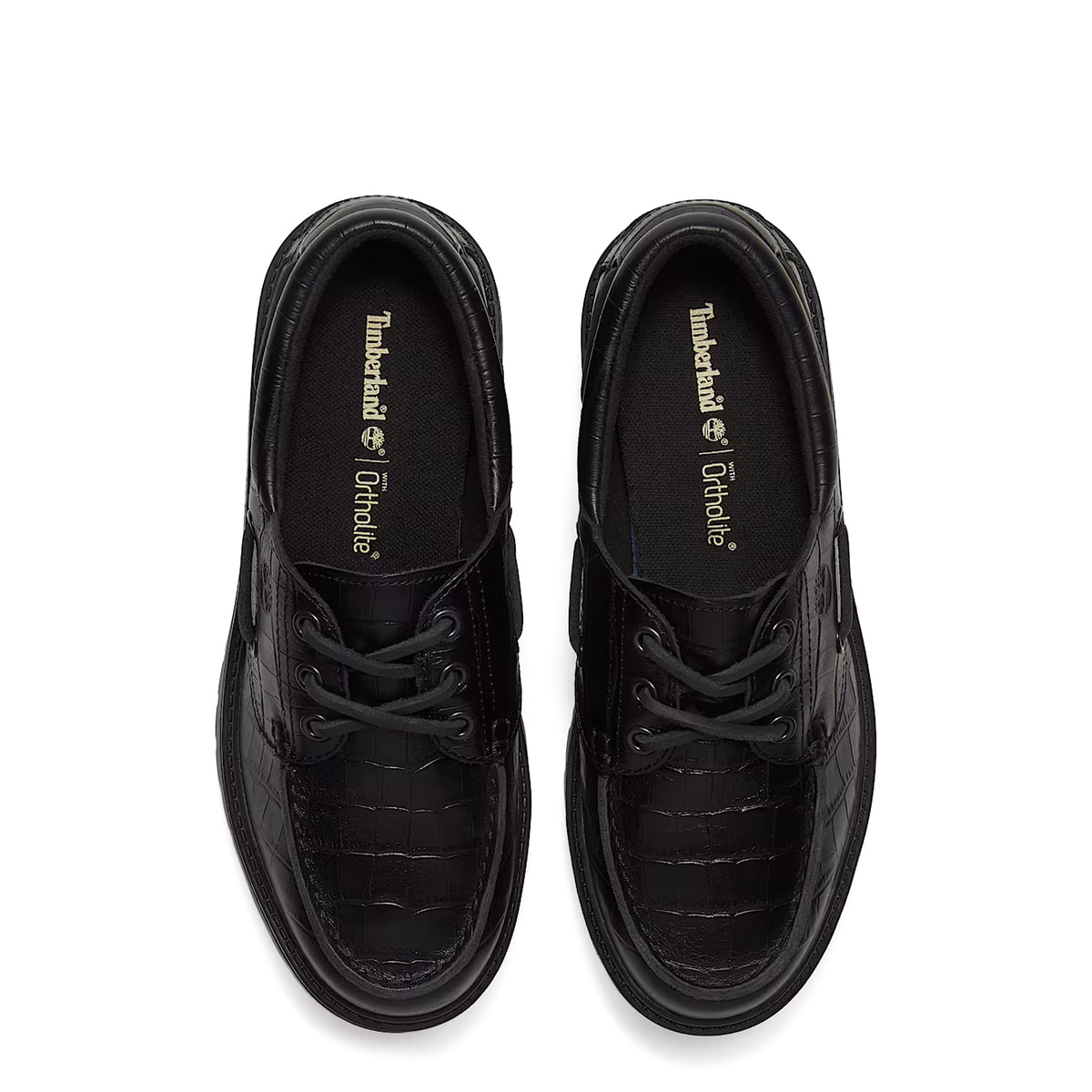 Timberland Womens Stone Street Platform Boat Shoe Black Full Grain