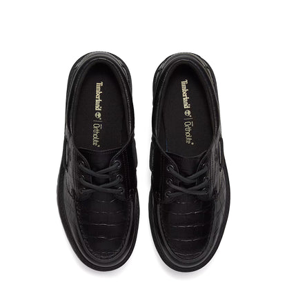 Timberland Womens Stone Street Platform Boat Shoe Black Full Grain