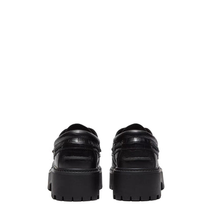 Timberland Womens Stone Street Platform Boat Shoe Black Full Grain