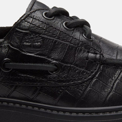 Timberland Womens Stone Street Platform Boat Shoe Black Full Grain