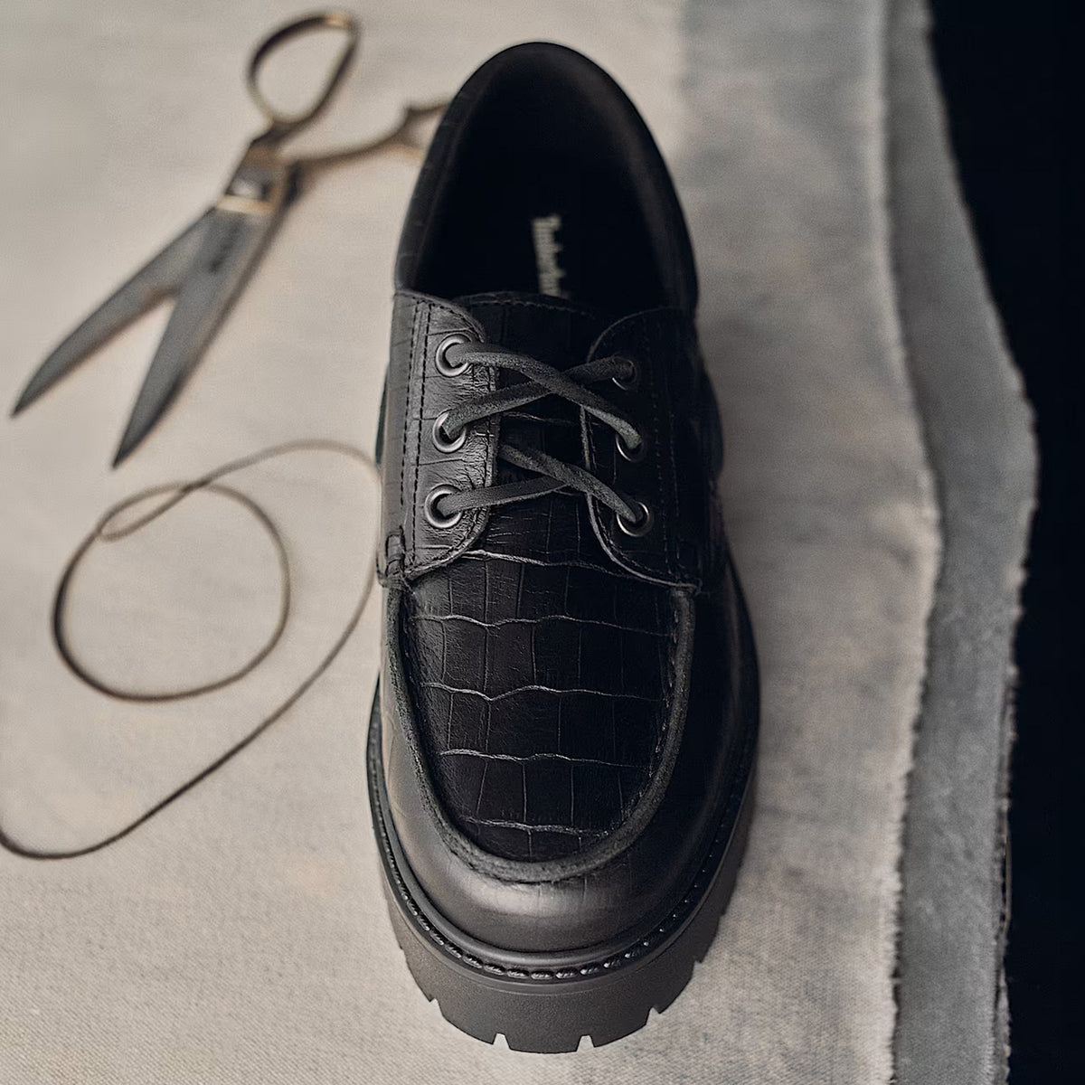 Timberland Womens Stone Street Platform Boat Shoe Black Full Grain