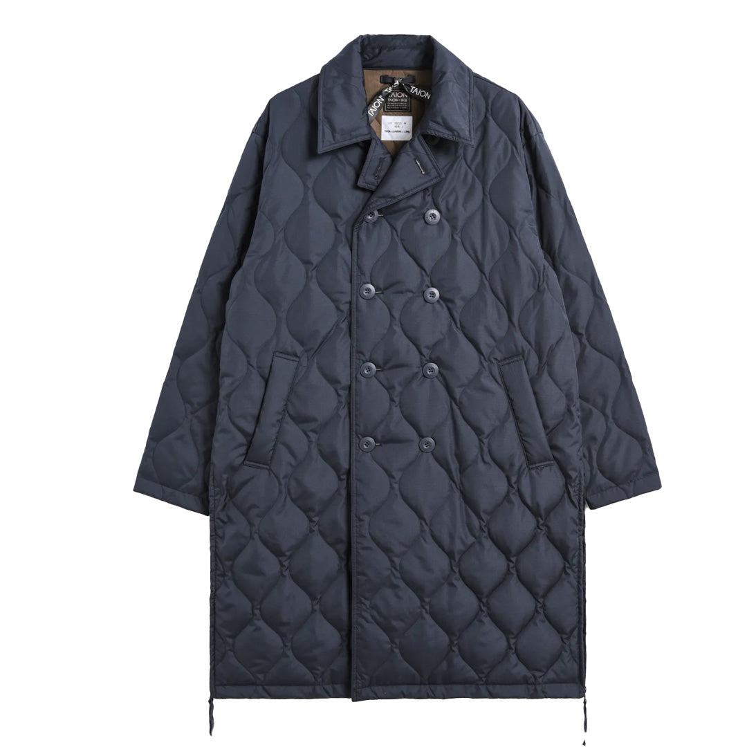 Taion Womens Military Breasted Long Down Jacket Dark Navy - The Sporting Lodge